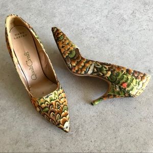 Vintage 1950s Feather Satin Quali Craft Pumps